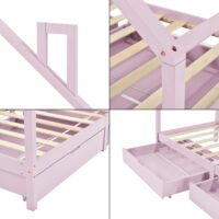 Kinderbett Assling mit 2 Schubkasten 90x200cm Rosa