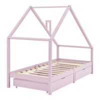 Kinderbett Assling mit 2 Schubkasten 90x200cm Rosa