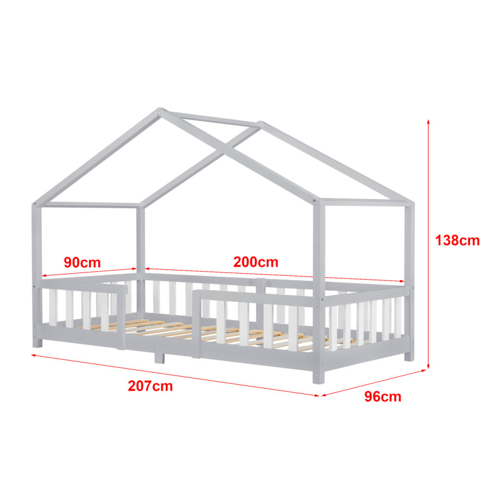 Kinderbett Treviolo 90x200 cm mit Lattenrost + Gitter Holz