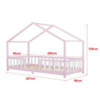 Kinderbett Treviolo 90x200 cm mit Lattenrost + Gitter Holz Rosa