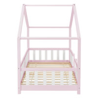 Kinderbett Treviolo 90x200 cm mit Lattenrost + Gitter Holz Rosa