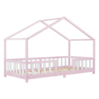 Kinderbett Treviolo 90x200 cm mit Lattenrost + Gitter Holz Rosa