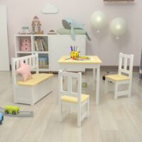Kindertischset Lousame Kiefernholz Natur Weiss