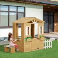 Kinderspielhaus Holz Garten Spielhaus 204 x 107 x 140 cm