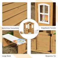 Kinderspielhaus Holz Garten Spielhaus 204 x 107 x 140 cm