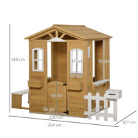 Kinderspielhaus Holz Garten Spielhaus 204 x 107 x 140 cm