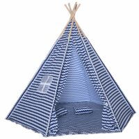 Kinderzelt Tipi Spielzelt blau 170x200cm mit Kissen