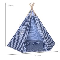 Kinderzelt Tipi Spielzelt blau 170x200cm mit Kissen