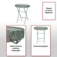 Klapptisch Metall Gartentisch klappbar antik-grün