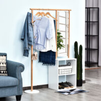 Kleiderständer Garderobenständer Bambus mit Spiegel und Schuhregal