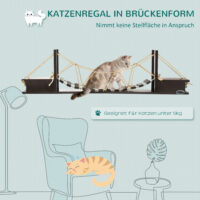Kletterwand Katzen Katzenregal mit Hängebrücke 96x20x25.5cm
