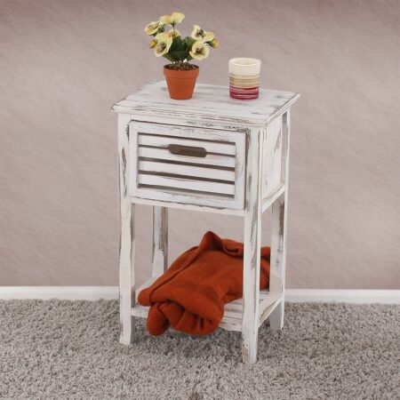 Kommode 57x35x27cm Shabby-Look Vintage weiss