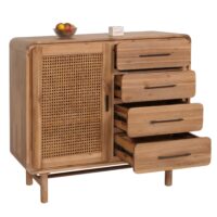 Kommode Highboard Rattan Akazie Massivholz 101x109x45cm