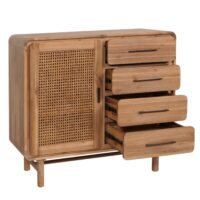 Kommode Highboard Rattan Akazie Massivholz 101x109x45cm