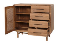 Kommode Highboard Rattan Akazie Massivholz 101x109x45cm
