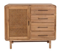Kommode Highboard Rattan Akazie Massivholz 101x109x45cm