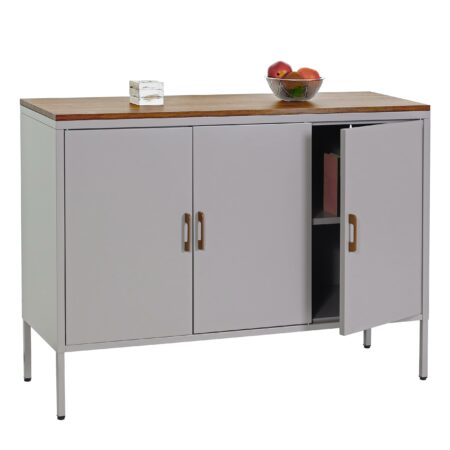 Kommode JAM-L84 Stahl Sideboard Anrichte 3 Türen 90x120x40cm