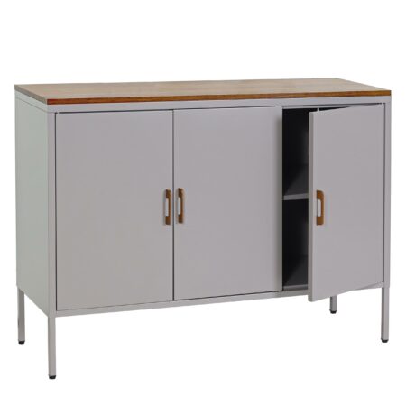 Kommode JAM-L84 Stahl Sideboard Anrichte 3 Türen 90x120x40cm