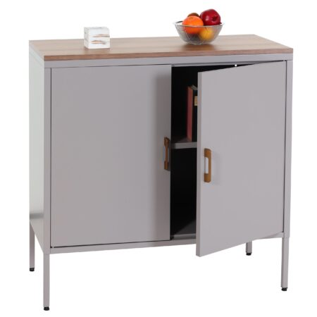 Kommode Sideboard Schrank 2 Türen Metall 90x90x40cm grau