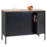 Kommode Sideboard Schrank 3 Türen Metall 90x120x40cm schwarz