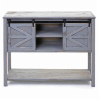 Kommode Sideboard mit Schiebetür Shabby-Look Vintage dunkelgrau