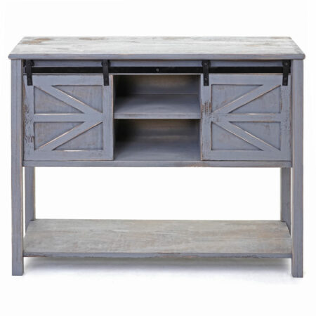 Kommode Sideboard mit Schiebetür Shabby-Look Vintage dunkelgrau