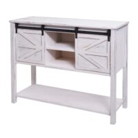 Kommode Sideboard mit Schiebetür Shabby-Look Vintage weiss