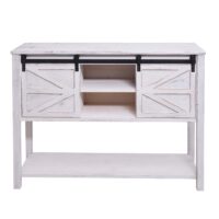 Kommode Sideboard mit Schiebetür Shabby-Look Vintage weiss