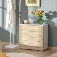 Kommode mit 4 Schubladen Eiche weiss 76x35x72 cm