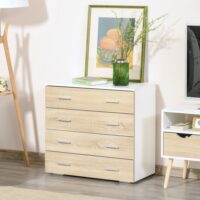 Kommode mit 4 Schubladen Eiche weiss 76x35x72 cm