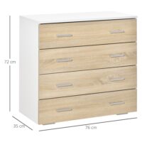 Kommode mit 4 Schubladen Eiche weiss 76x35x72 cm
