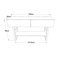 Konsolentisch Lappeenranta 139x43x76cm Betonoptik Schwarz