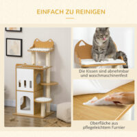 Kratzbaum 133cm Katzenbaum Katzenkratzbaum mit 2 Katzenhöhlen