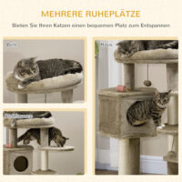 Kratzbaum 94cm Kletterbaum Katzenbaum mit Katzenhöhle Spielball