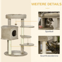 Kratzbaum 94cm Kletterbaum Katzenbaum mit Katzenhöhle Spielball