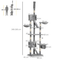 Kratzbaum Katzenkratzbaum Kletterbaum Sisal 60x45x240-260cm