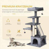 Kratzbaum Kletterbaum mit Sisalsäule Katzenhaus 50x40x114cm