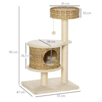 Kratzbaum Rattan Katzenbaum Kletterbaum Höhe 95 cm