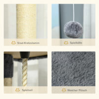 Kratzbaum mit 2 Hängematten u. 2 Katzenhöhlen inkl. Spielzeug