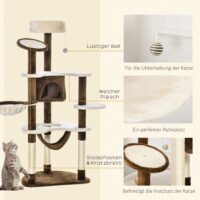 Kratzbaum mit Katzenhöhle Hängematte XXL Braun 65x50x153cm