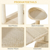 Kratzbaum mit Sisalsäulen Beige 50x50x100cm