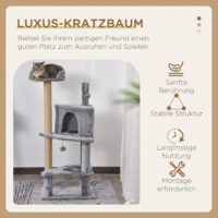 Kratzbaum mit Spielbällen Katzenkratzbaum Jutesäule 112cm