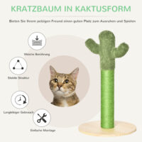 Kratzsäule für Katzen Kaktus 65cm Hoch Grün+Natur