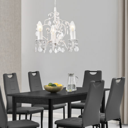 Kronleuchter Luzern 140 cm dreiflammig E14 Weiss Metall