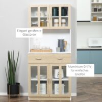 Küchenschrank Buffet 180 cm mit Glastüren Geschirrschrank 