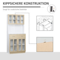 Küchenschrank Buffet 180 cm mit Glastüren Geschirrschrank 