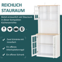 Küchenschrank Buffet Vitrine Landhaus Weiss 80 x 37 x 183 cm