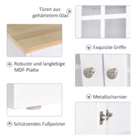 Küchenschrank Buffet Vitrine Landhaus Weiss 80 x 37 x 183 cm