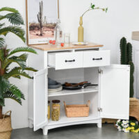 Küchenschrank Kommode mit 2 Schubladen Holz Weiss 74x40x915cm