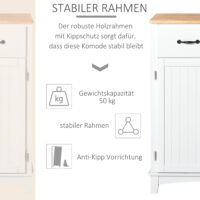 Küchenschrank Kommode mit 2 Schubladen Holz Weiss 74x40x915cm
